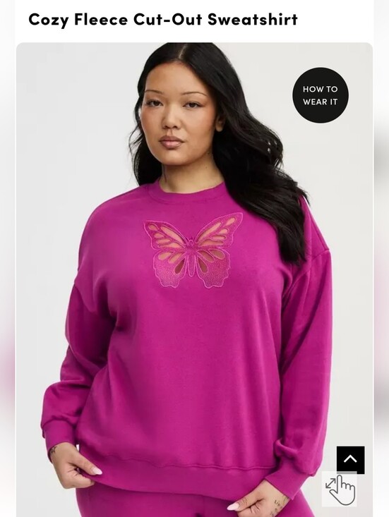 Tops - Cozy Fleece Cut-Out Sweatshirt - Magenta Butterfly